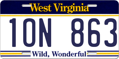 WV license plate 1ON863