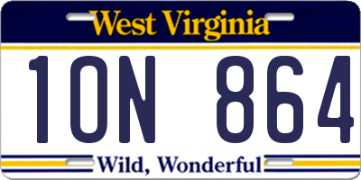 WV license plate 1ON864