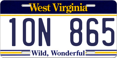 WV license plate 1ON865