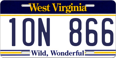WV license plate 1ON866