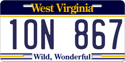 WV license plate 1ON867