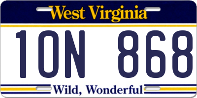 WV license plate 1ON868