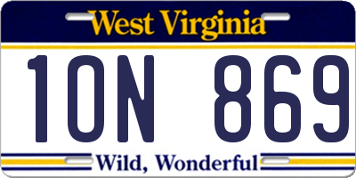 WV license plate 1ON869