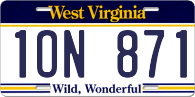WV license plate 1ON871