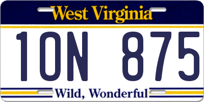 WV license plate 1ON875