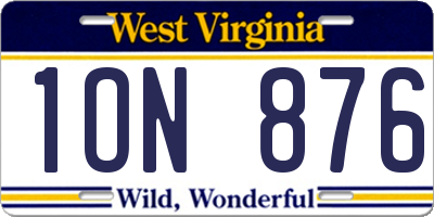 WV license plate 1ON876