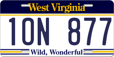 WV license plate 1ON877