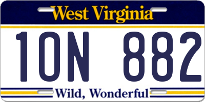 WV license plate 1ON882