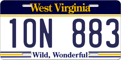 WV license plate 1ON883