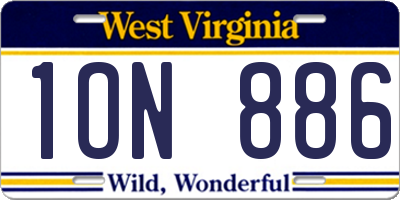 WV license plate 1ON886