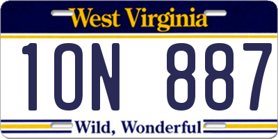 WV license plate 1ON887