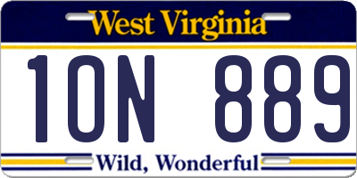 WV license plate 1ON889