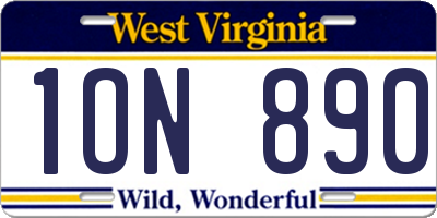 WV license plate 1ON890