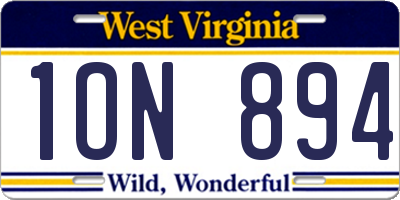 WV license plate 1ON894