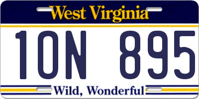 WV license plate 1ON895