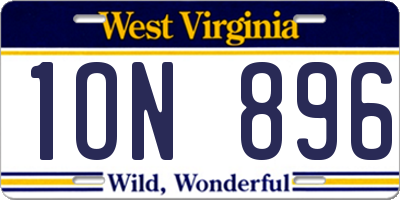 WV license plate 1ON896
