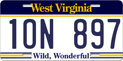 WV license plate 1ON897