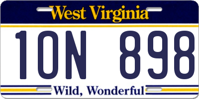WV license plate 1ON898