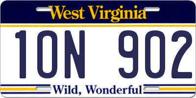 WV license plate 1ON902