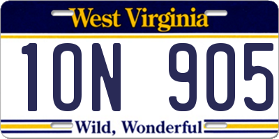 WV license plate 1ON905