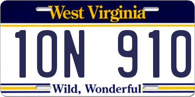 WV license plate 1ON910