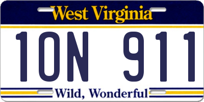 WV license plate 1ON911