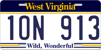 WV license plate 1ON913
