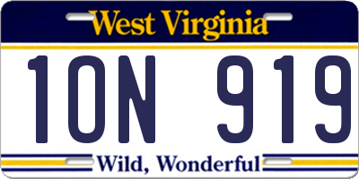 WV license plate 1ON919