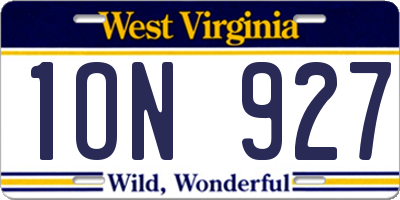 WV license plate 1ON927