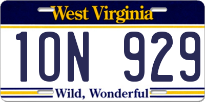 WV license plate 1ON929