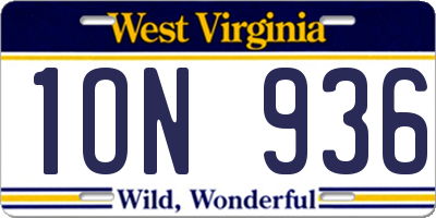 WV license plate 1ON936