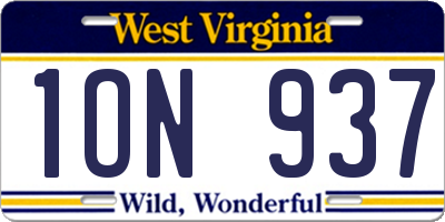 WV license plate 1ON937