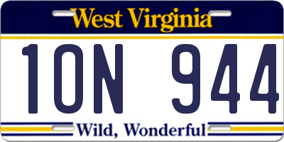 WV license plate 1ON944