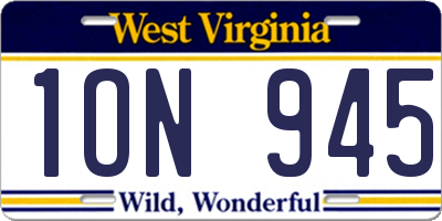 WV license plate 1ON945