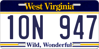 WV license plate 1ON947