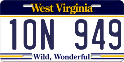 WV license plate 1ON949