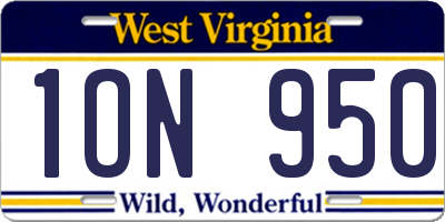 WV license plate 1ON950
