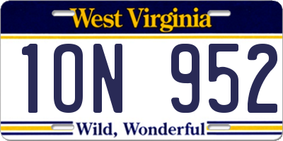 WV license plate 1ON952