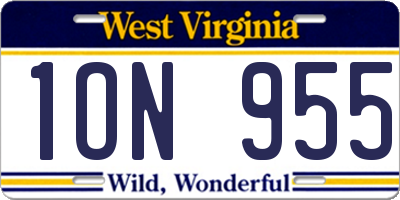 WV license plate 1ON955