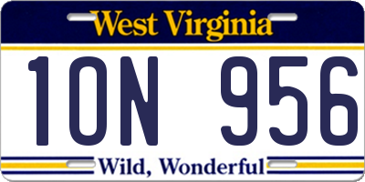 WV license plate 1ON956