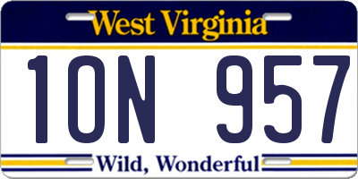 WV license plate 1ON957