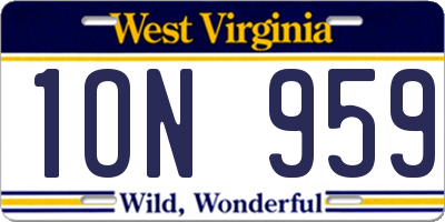 WV license plate 1ON959