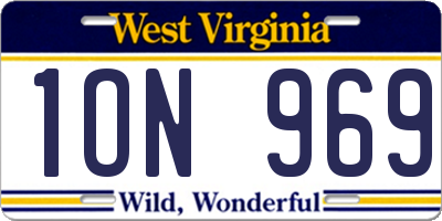 WV license plate 1ON969