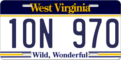 WV license plate 1ON970