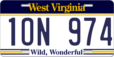 WV license plate 1ON974