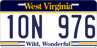 WV license plate 1ON976