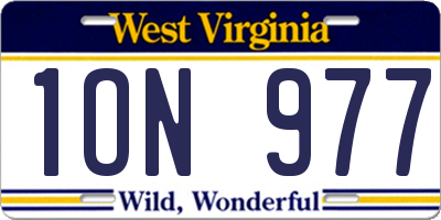 WV license plate 1ON977