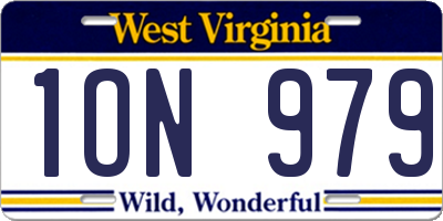 WV license plate 1ON979