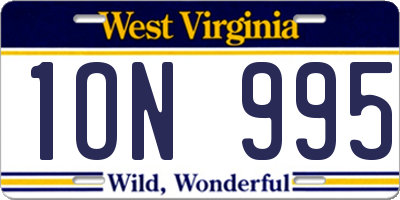 WV license plate 1ON995