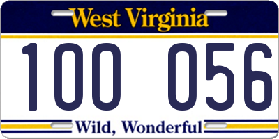 WV license plate 1OO056